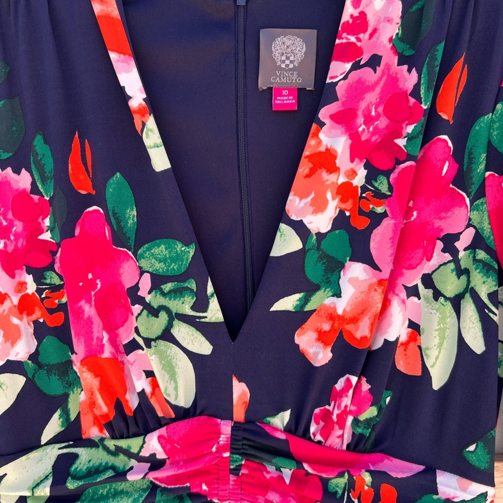 Vince Camuto blue and pink midi dress